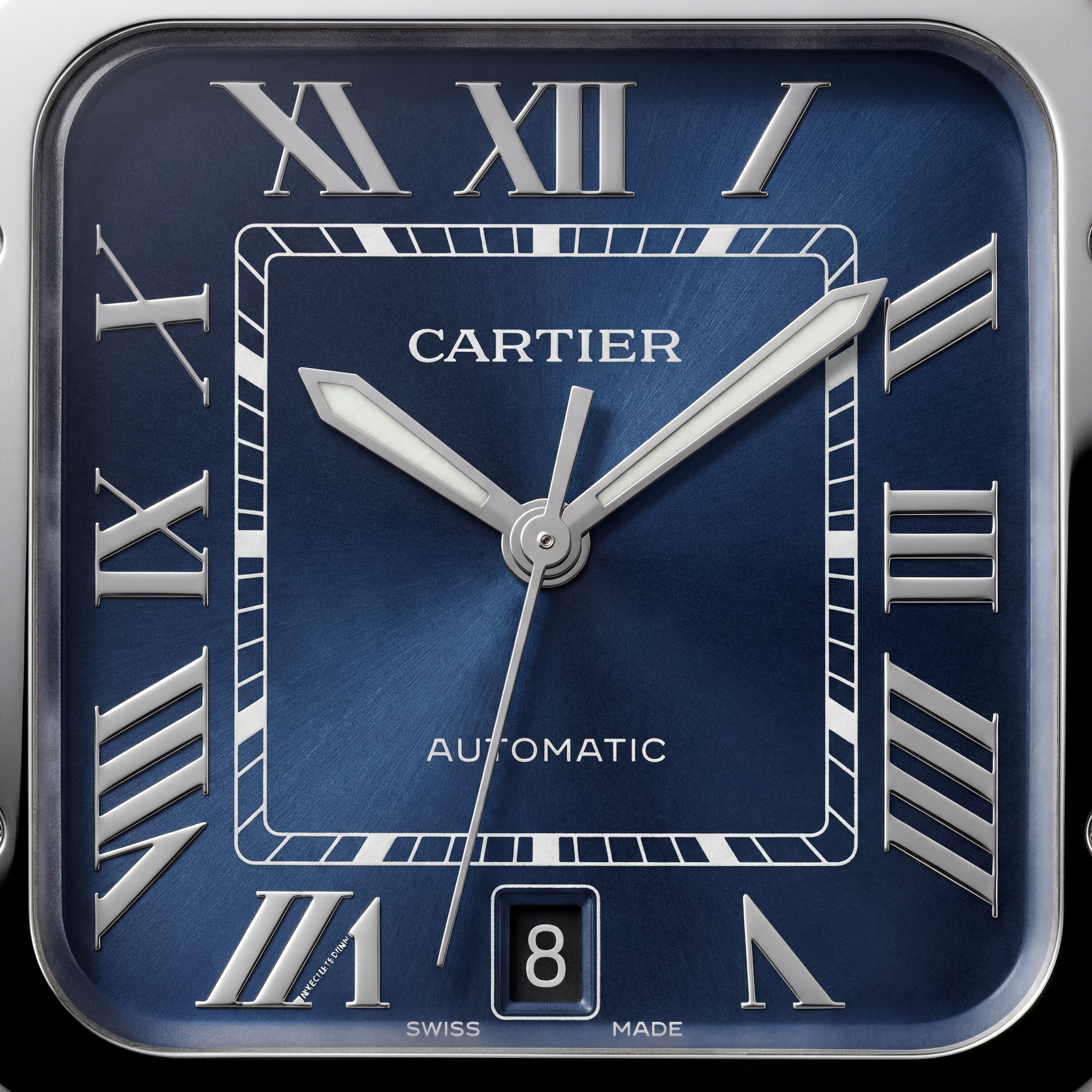 Midnight Blue Square Automatic Roman Dial Steel Watch