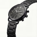 Matte Black Minimal Chronograph Stainless Steel Watch