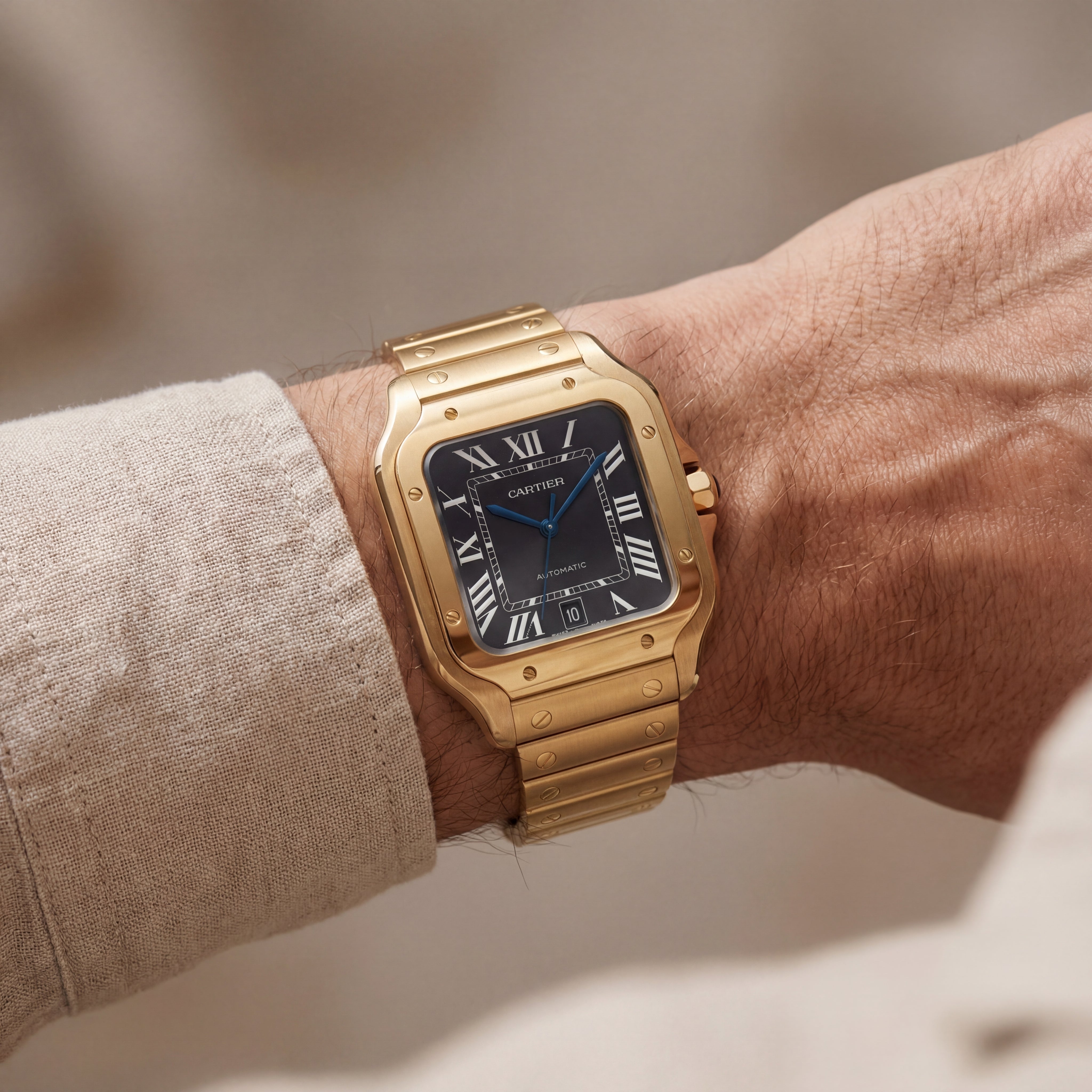 Royal Gold Square Automatic Roman Dial Steel Watch