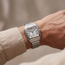 Silver Square Roman Dial Steel Watch
