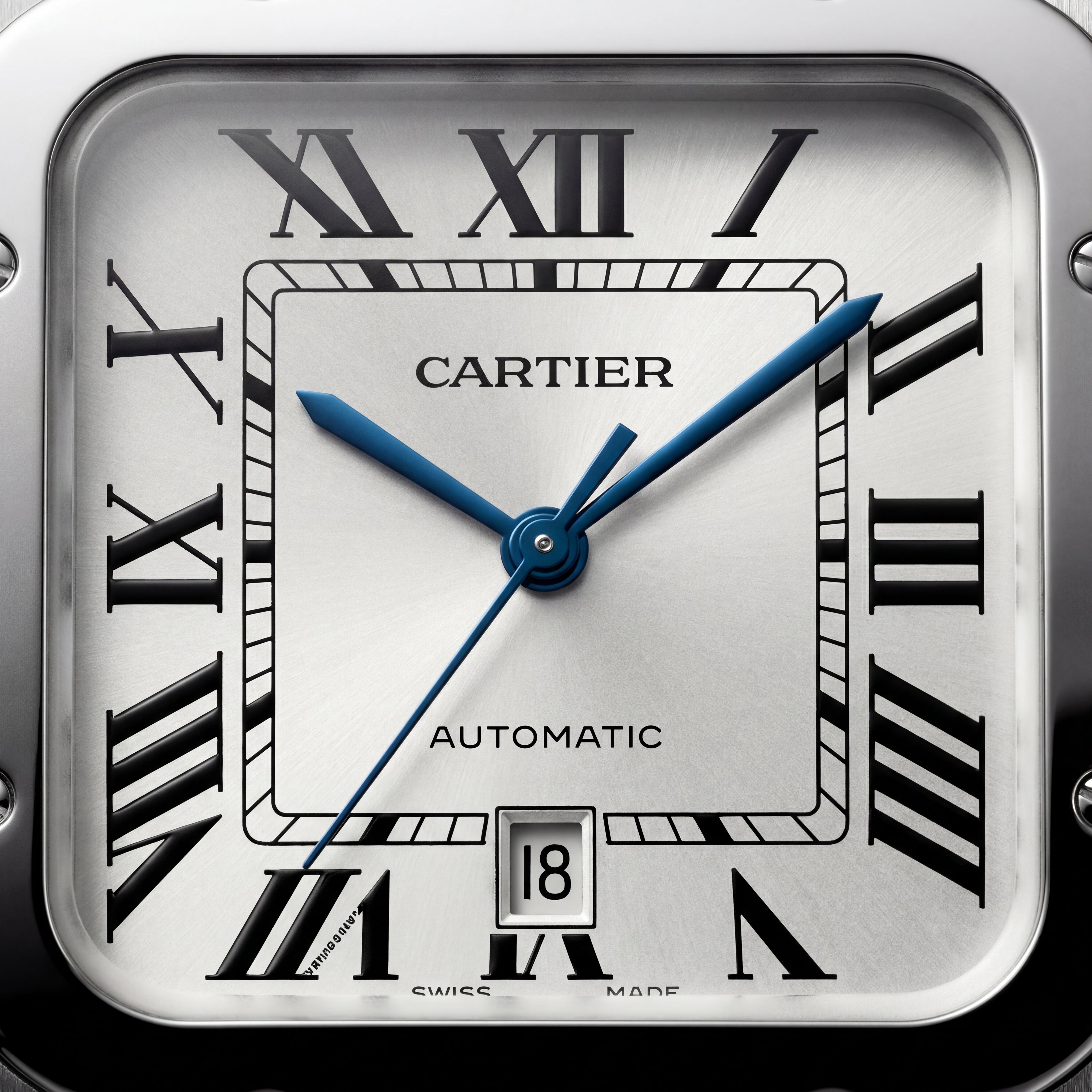 Silver Square Roman Dial Steel Watch