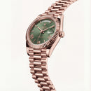 Rose Gold Green Dial Day-Date Luxury Steel Watch