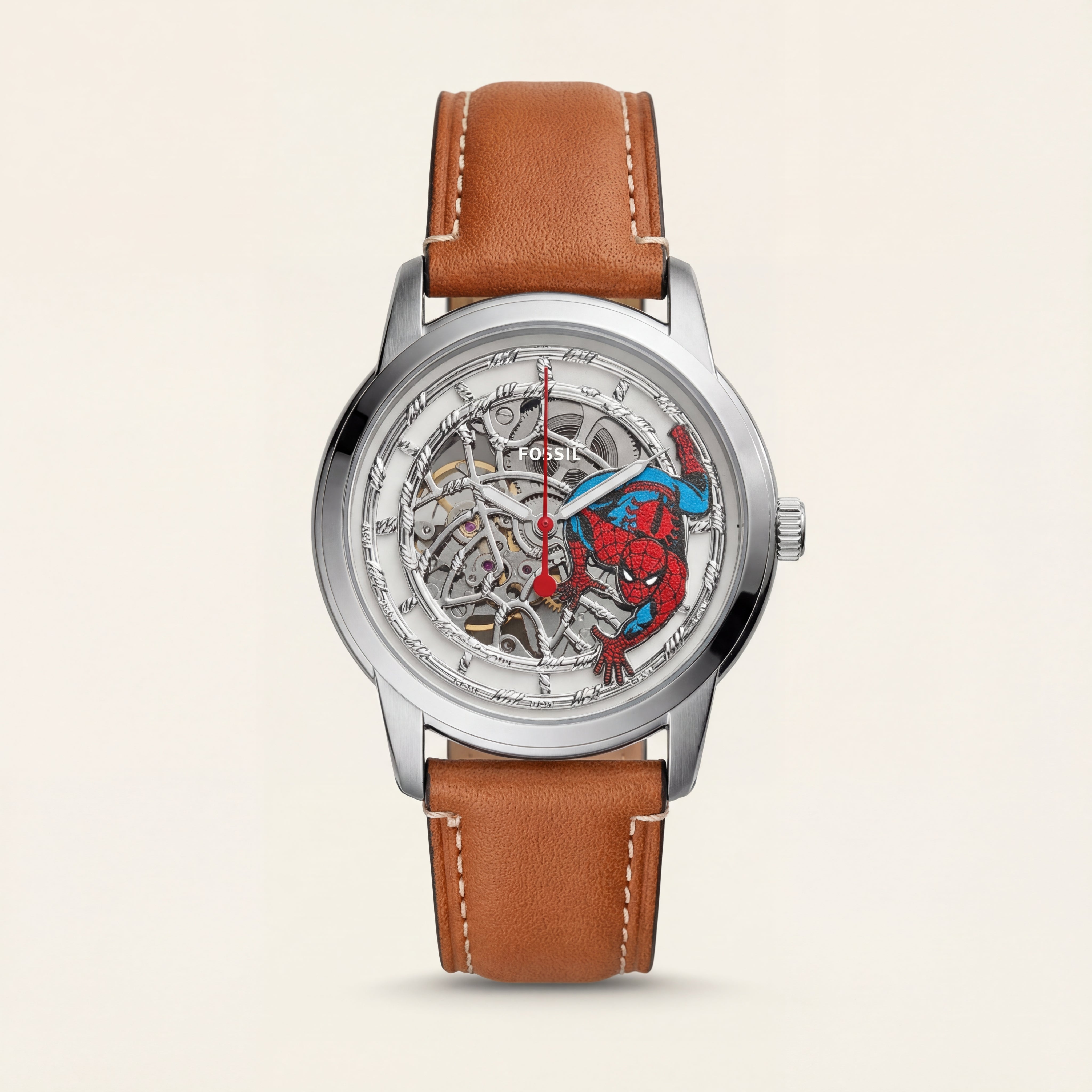 Web Warrior Skeleton Dial Automatic Leather Watch