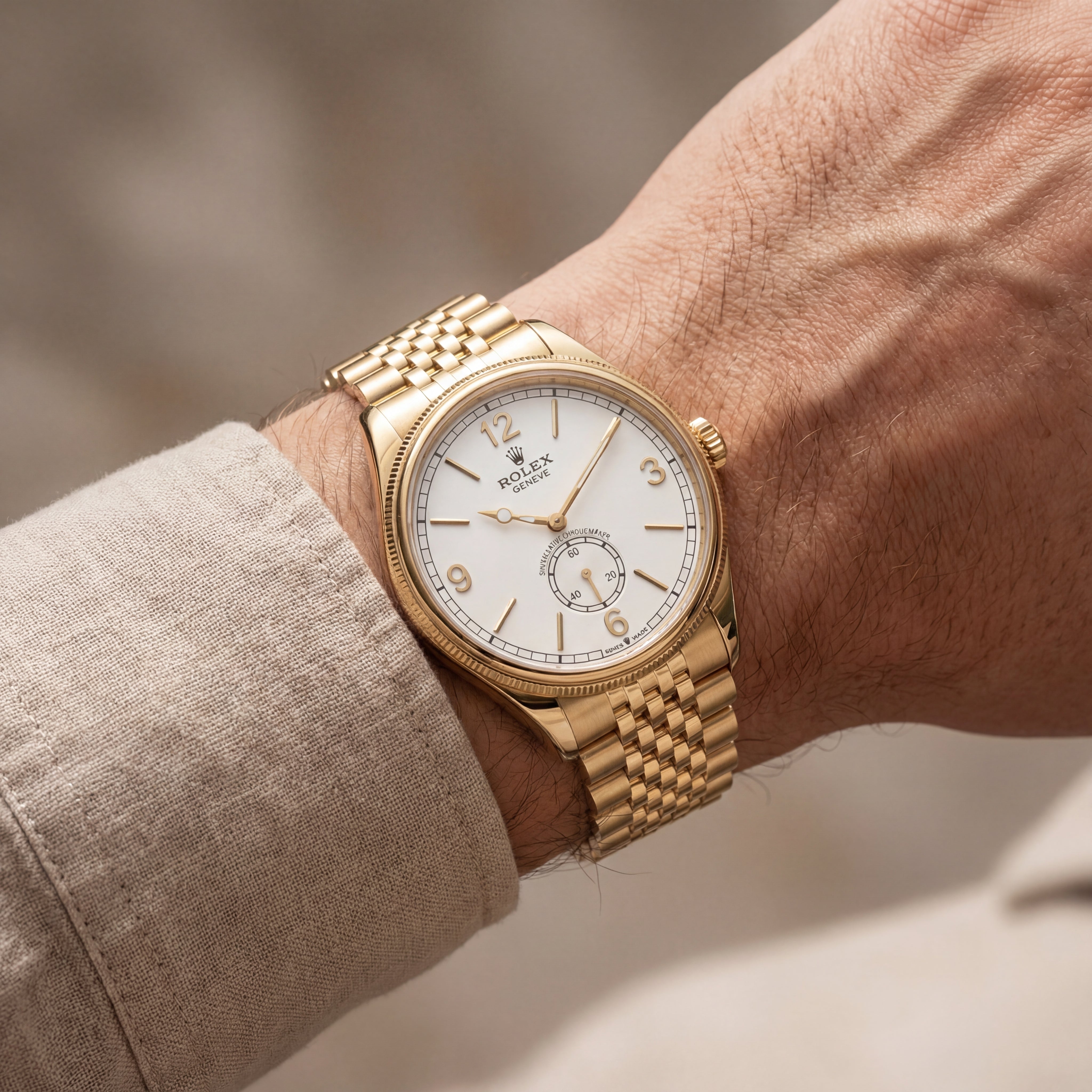 R0LEX Heritage Gold Small Seconds Automatic Watch