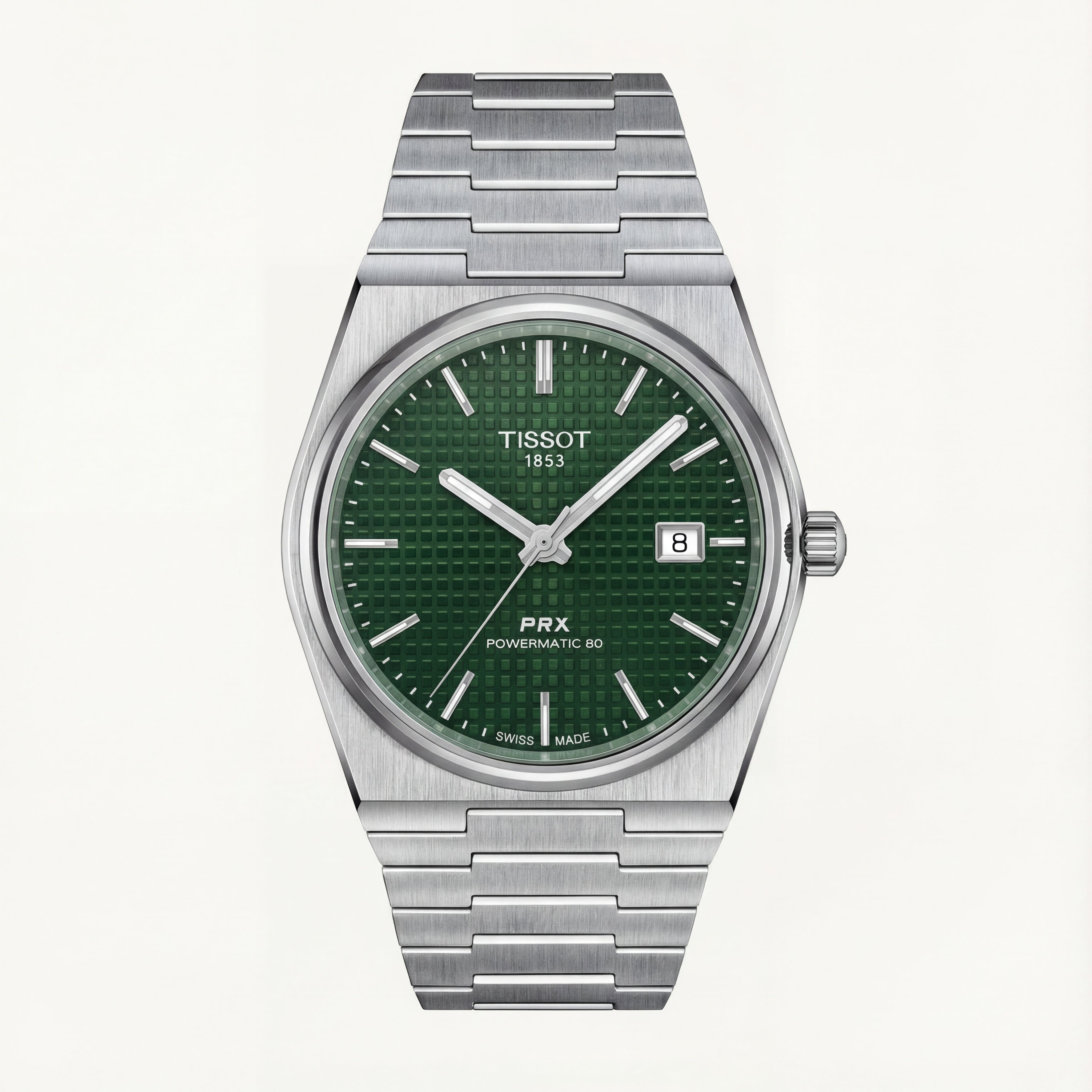 Centrix Emerald Green Waffle Dial Automatic Silver Watch