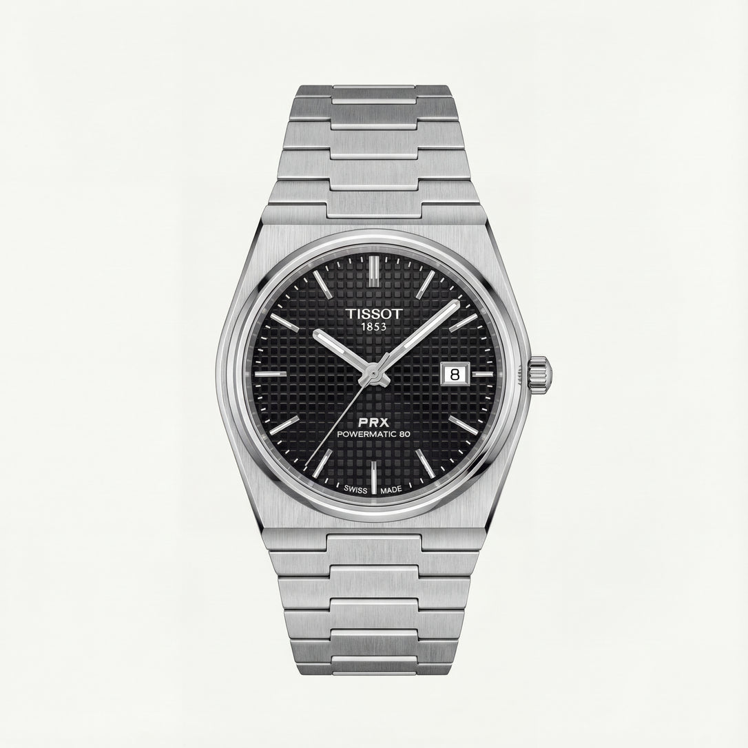 Centrix Black Waffle Dial Silver Watch