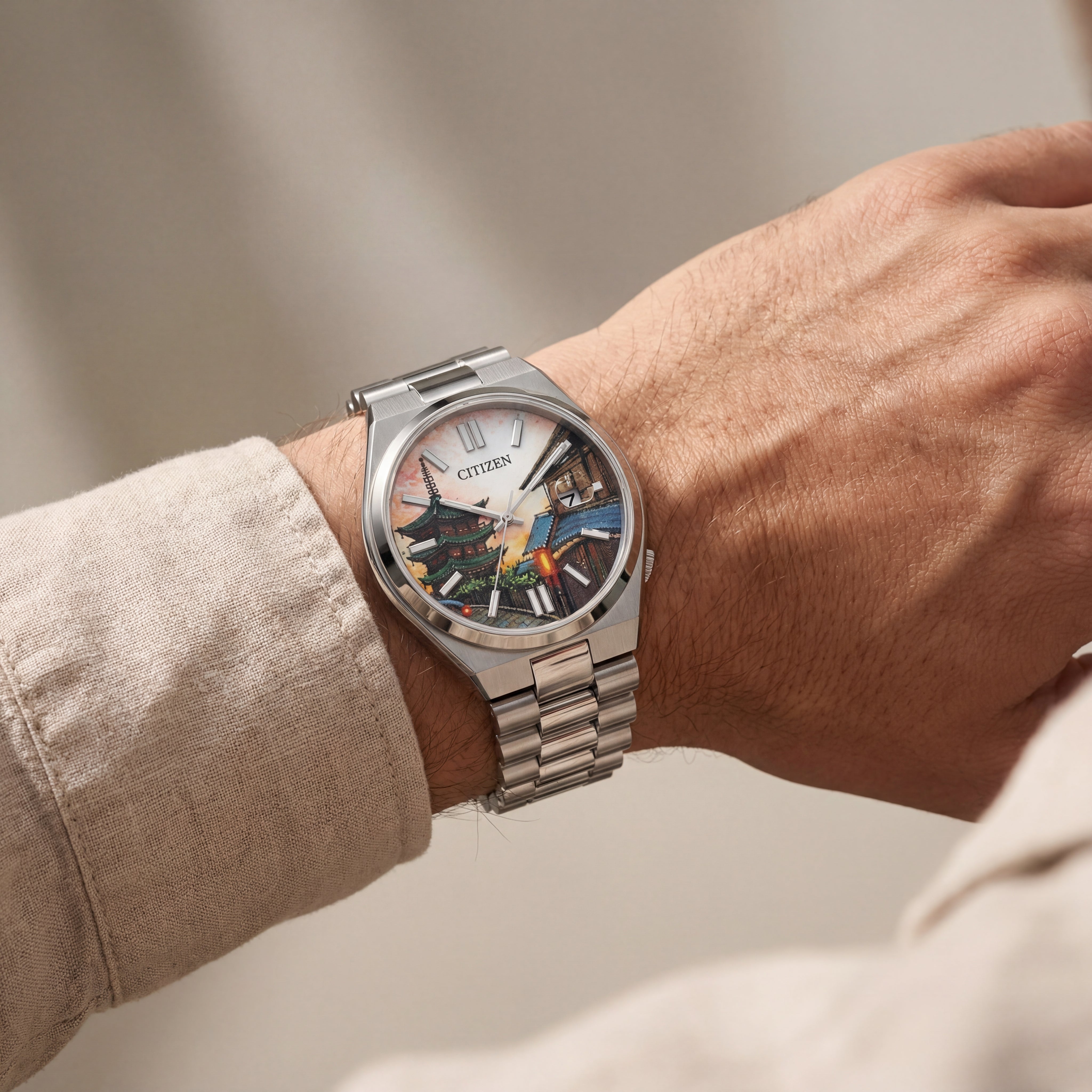 Kyoto Heritage Art Dial Automatic Silver Watch