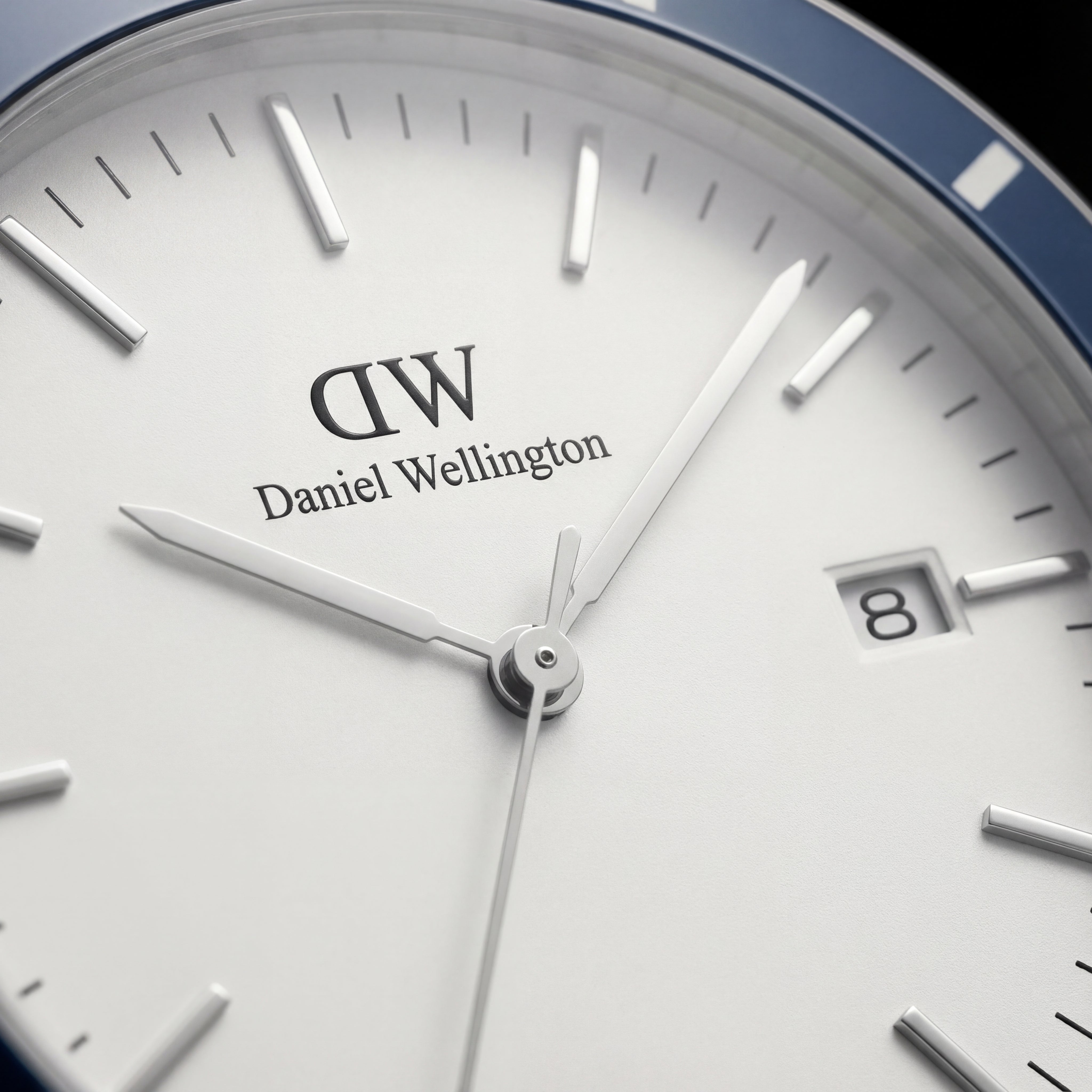 Silver White Dial Blue Bezel Minimalist Men’s Watch