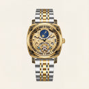 Gold Skeleton Moonphase Open-Heart Automatic Men’s WatcH