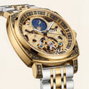 Gold Skeleton Moonphase Open-Heart Automatic Men’s WatcH