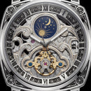 Silver Skeleton Moonphase Open-Heart Automatic Men’s Watch