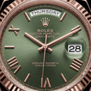 Rose Gold Day & Date Green Dial Stainless Steel Men’s Watch