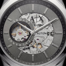 Silver Skeleton Automatic Dial Black Silicone Strap Men’s Watch