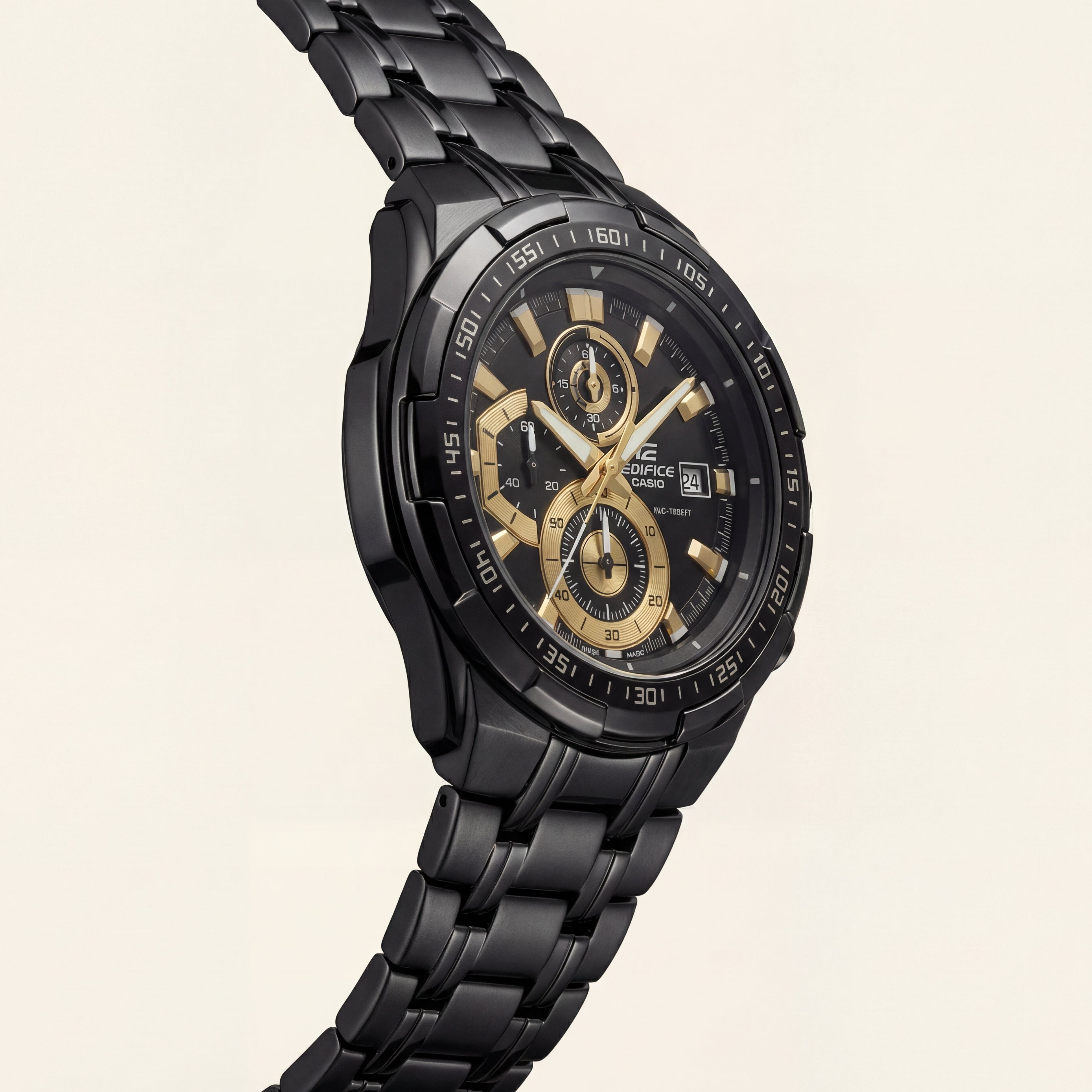 All-Black Gold Accent Chronograph Men’s Watch
