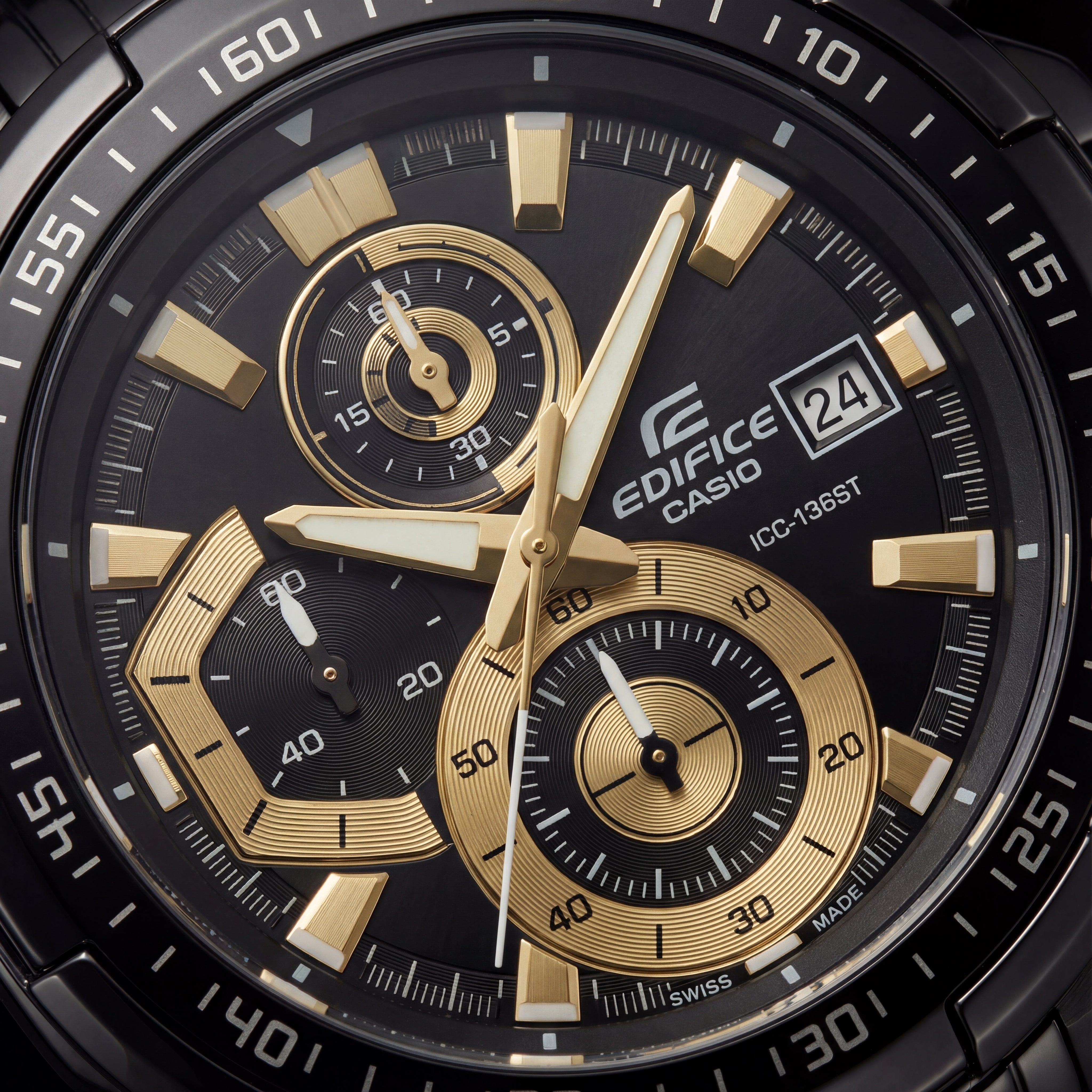 All-Black Gold Accent Chronograph Men’s Watch