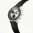 Black & Silver Moon Chronograph Men’s Watch with Tachymeter Bezel