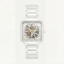 Pure White Square Skeleton Automatic Men’s Watch