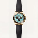 Turquoise Gold Chronograph Rubber Strap Men’s Watch