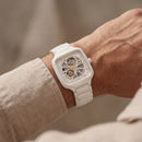 Pure White Square Skeleton Automatic Men’s Watch