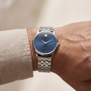 Deep Blue Minimalist Silver Men’s Watch