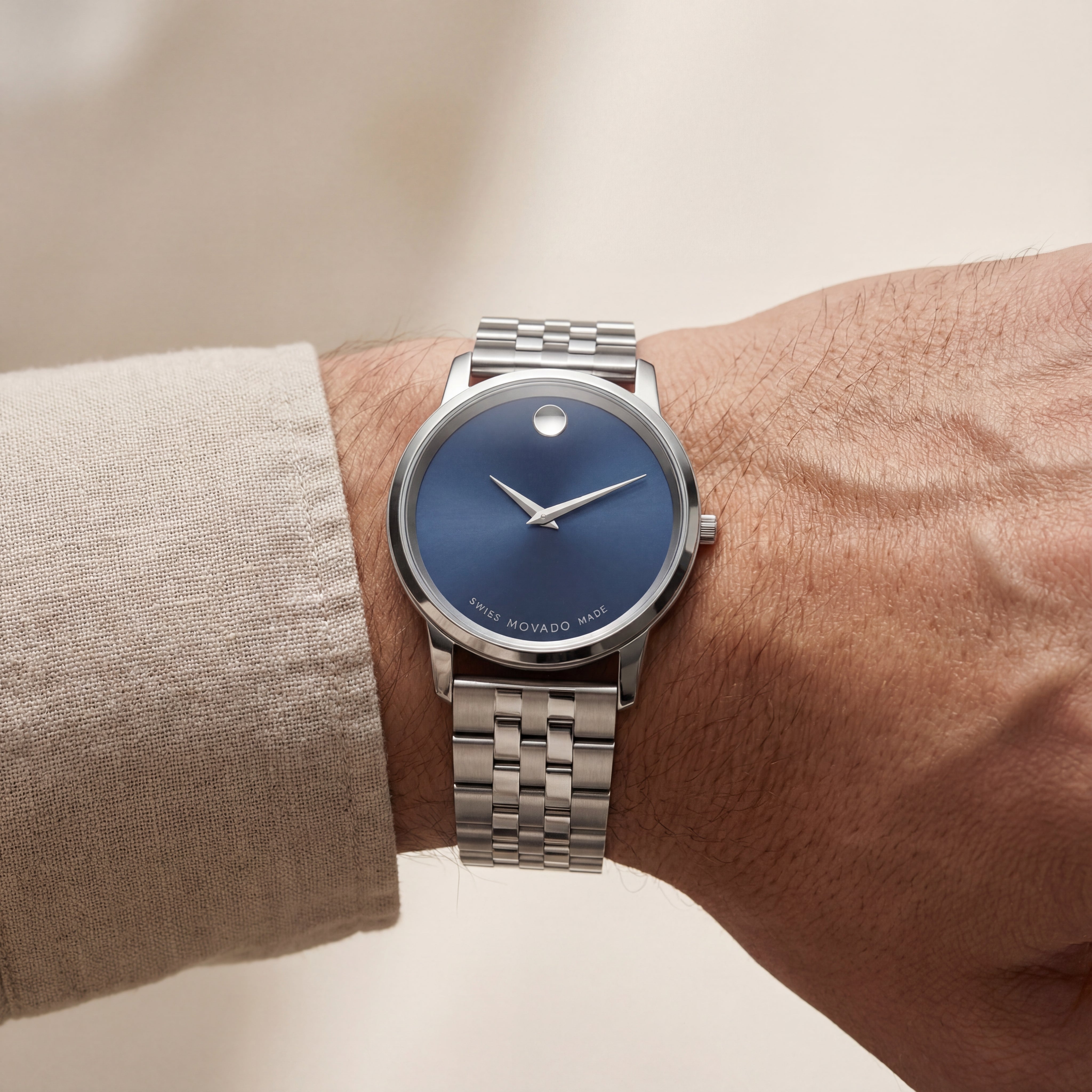Deep Blue Minimalist Silver Men’s Watch