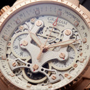 Rose Gold Skeleton Chronograph Rubber Strap Men’s Watch