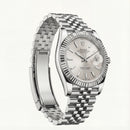 Platinum Silver Textured Dial Automatic Steel Watch