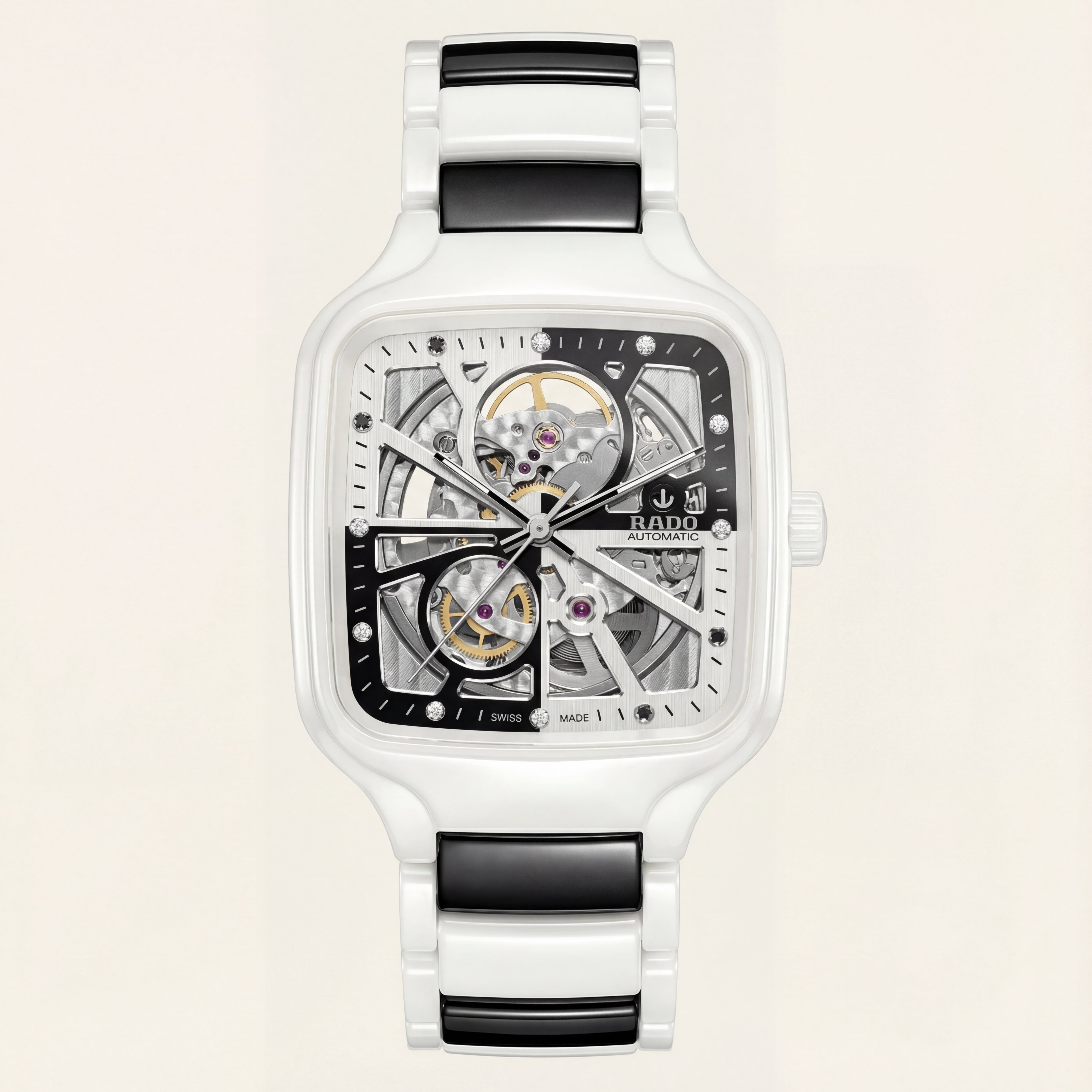 Ivory White Square Skeleton Automatic Men’s Watch
