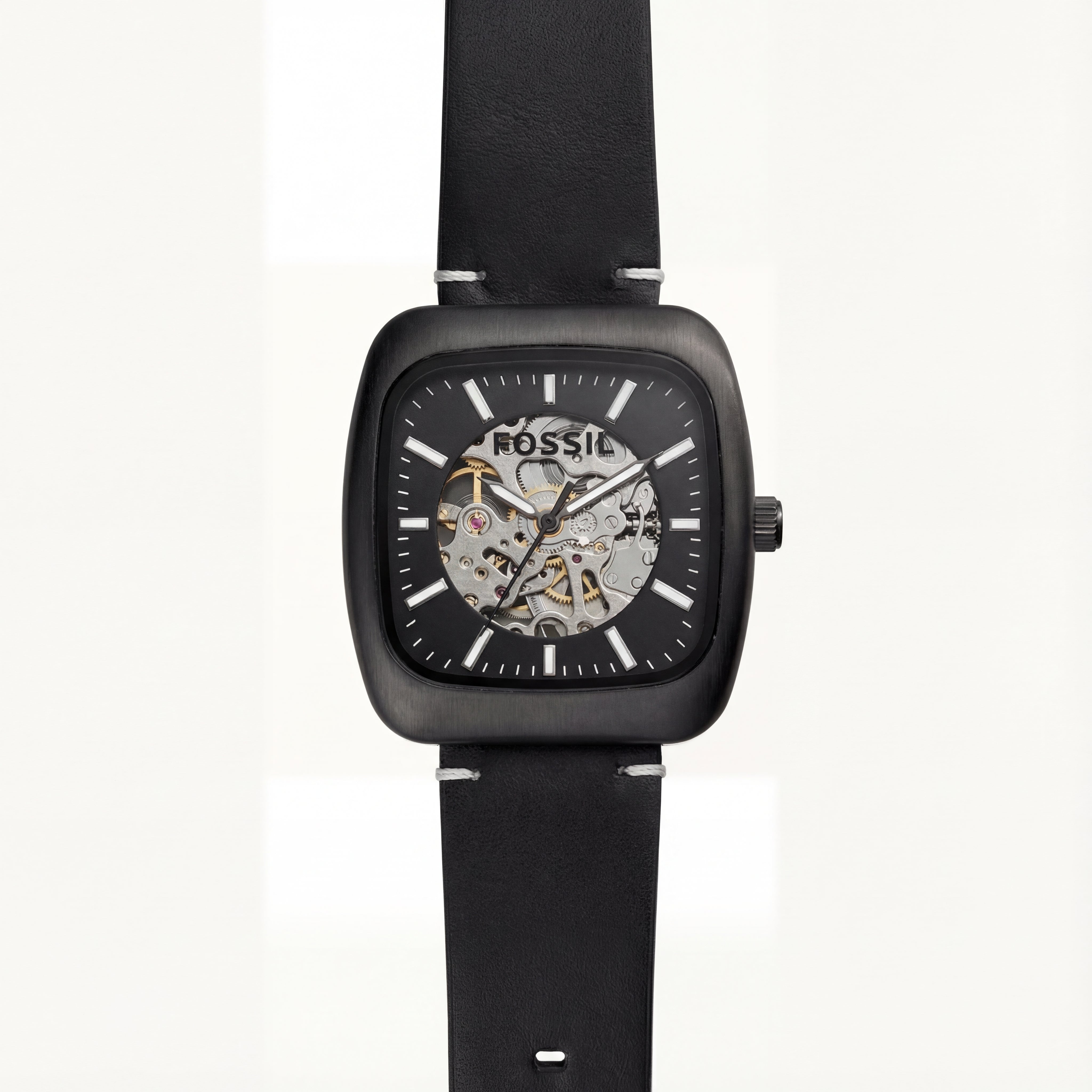 Matte Black Square Skeleton Automatic Men’s Watch