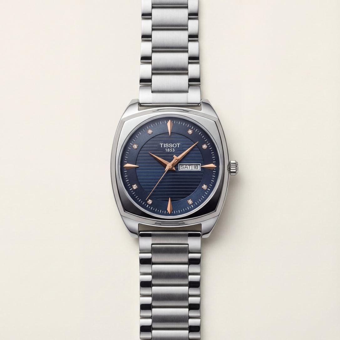Navy Blue Diamond Index Day-Date Men’s Watch