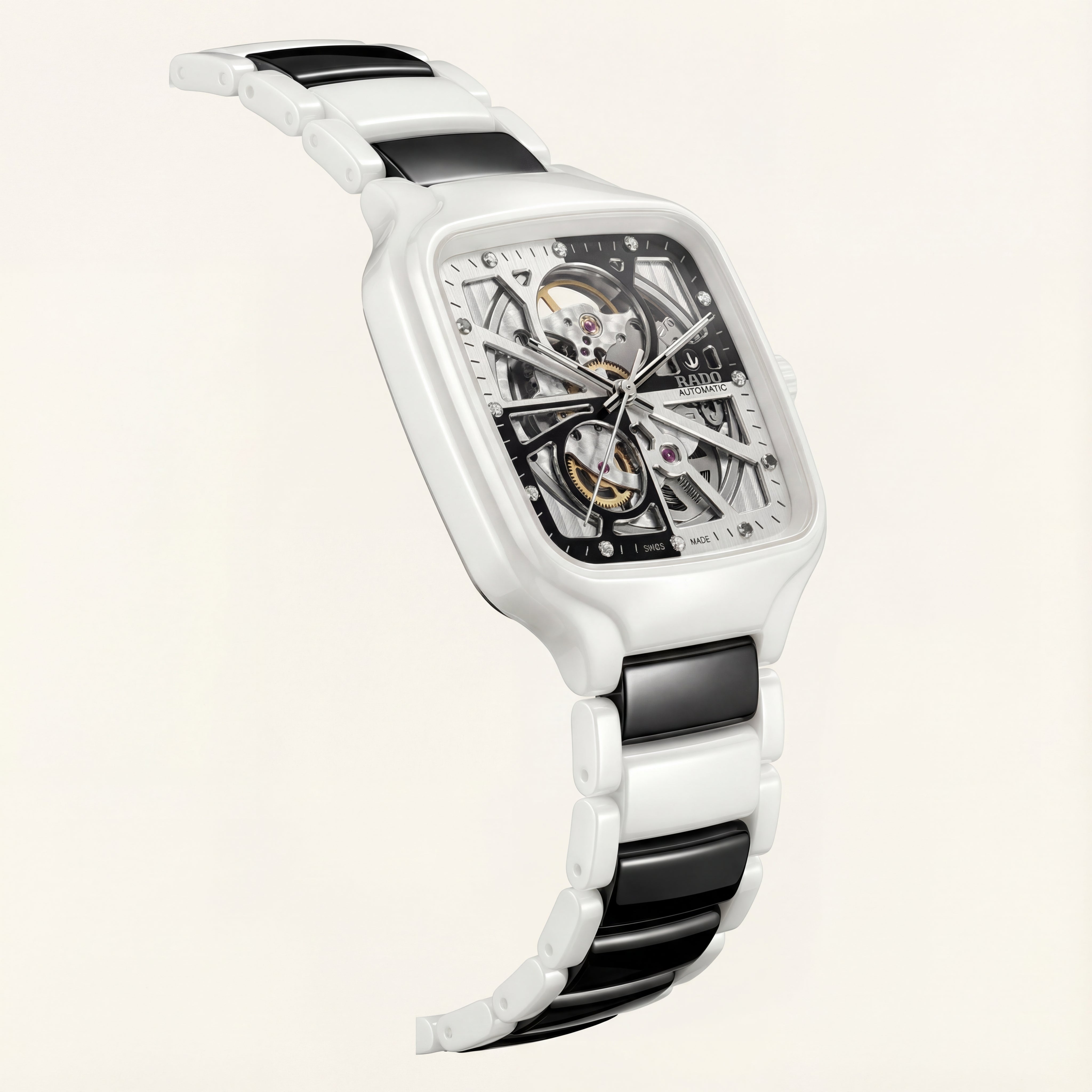 Ivory White Square Skeleton Automatic Men’s Watch