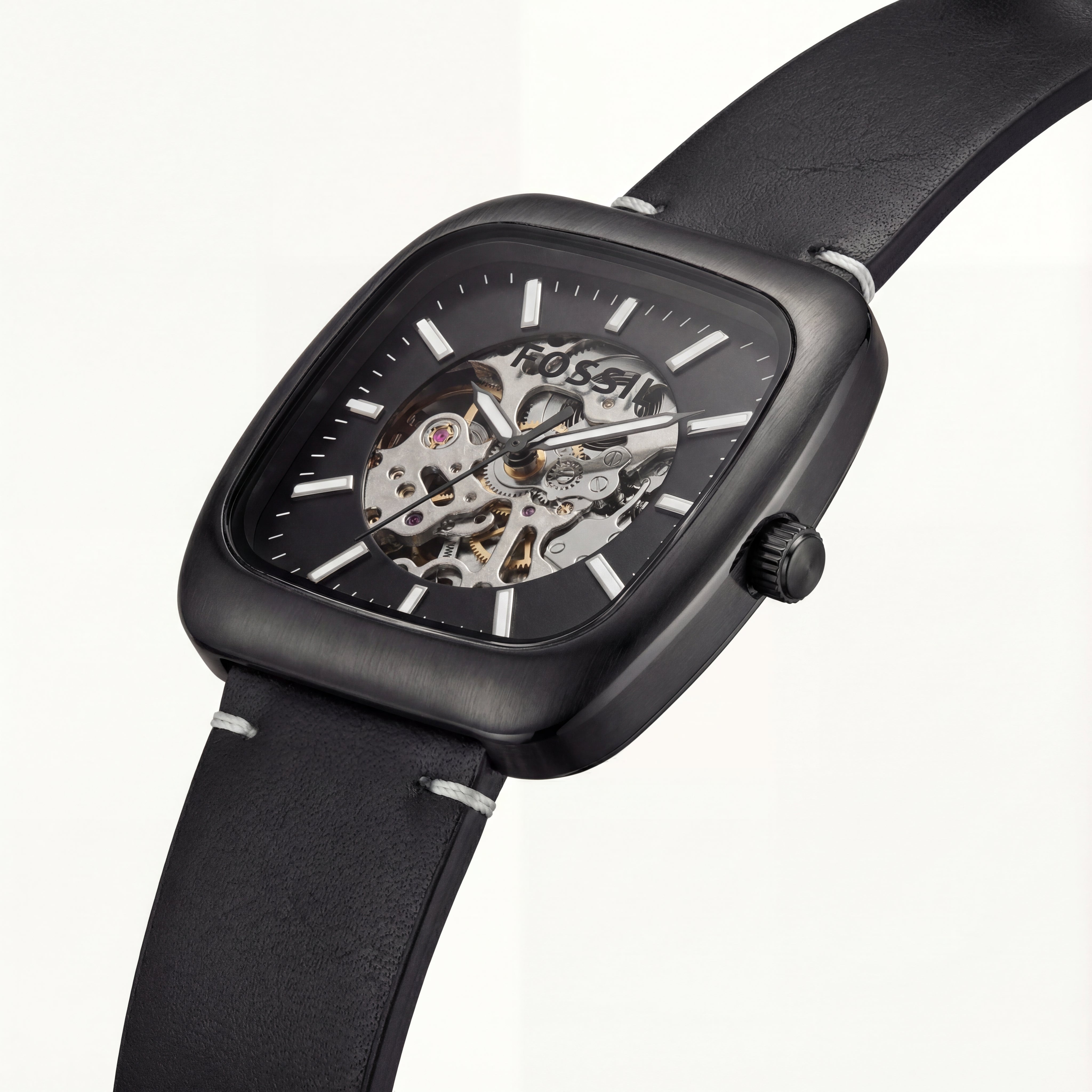 Matte Black Square Skeleton Automatic Men’s Watch