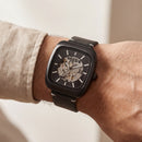 Matte Black Square Skeleton Automatic Men’s Watch