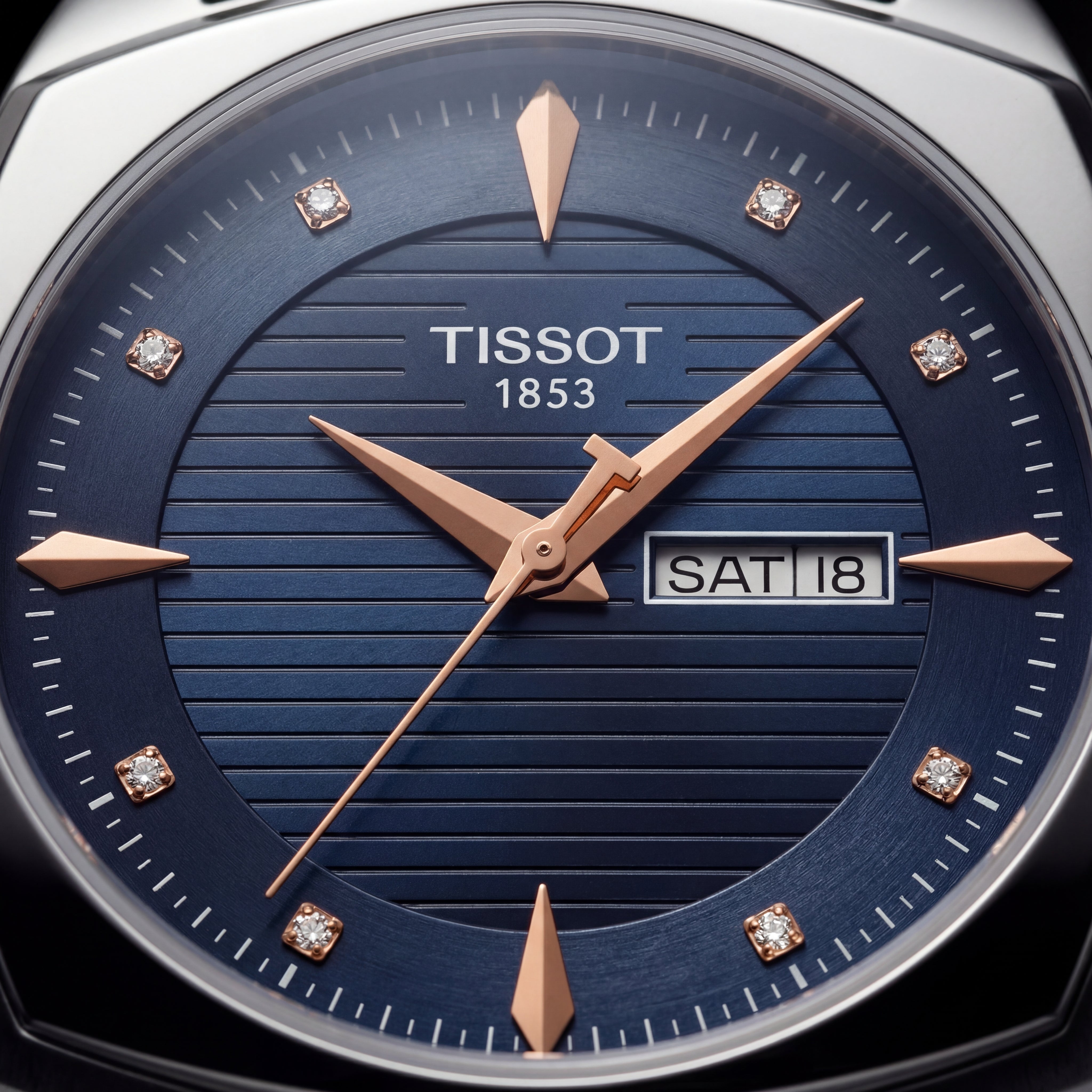 Navy Blue Diamond Index Day-Date Men’s Watch