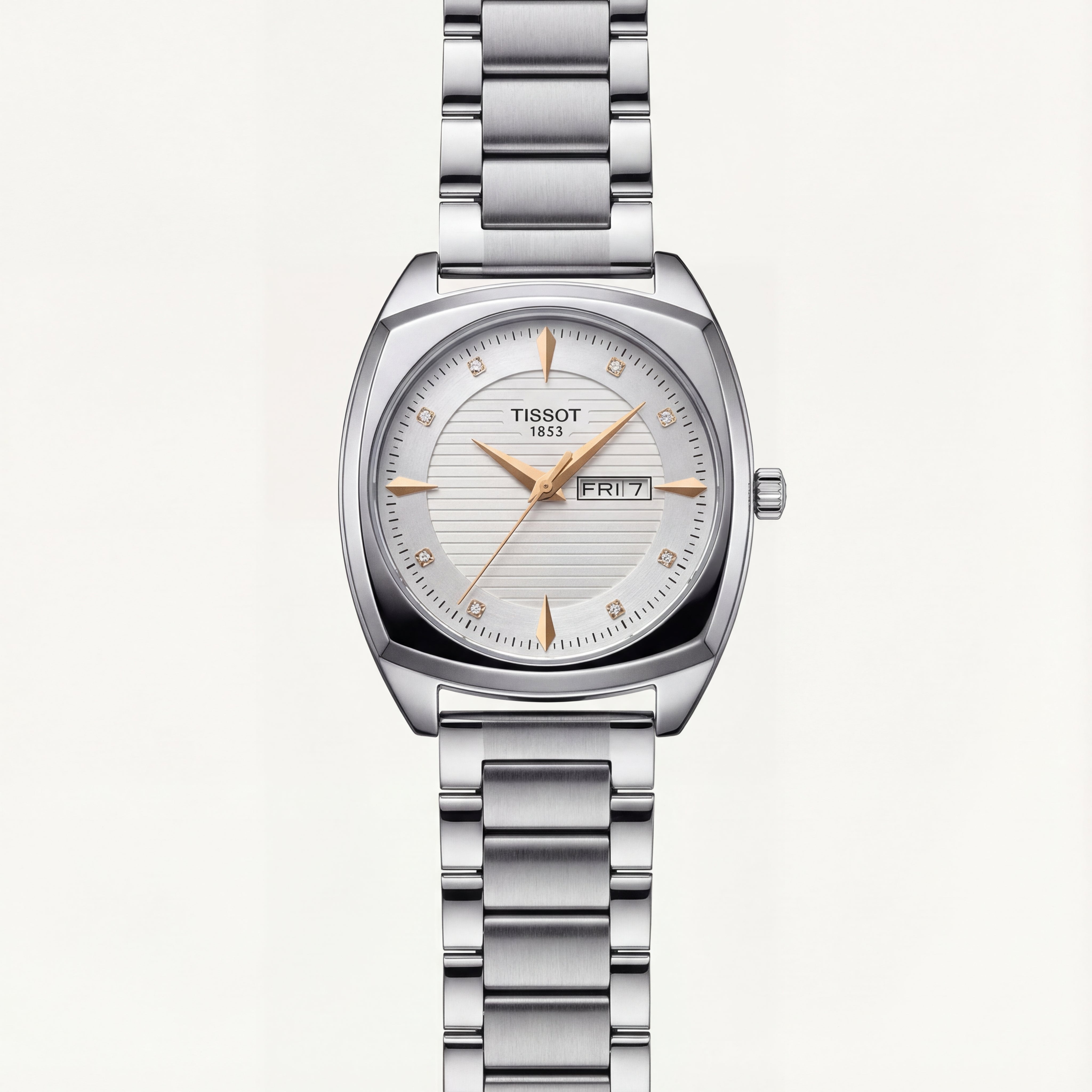 Silver Ivory Diamond Index Day-Date Men’s Watch