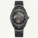 Men’s Premium Skeleton Automatic Watch with Crystal Bezel – Black Steel Edition
