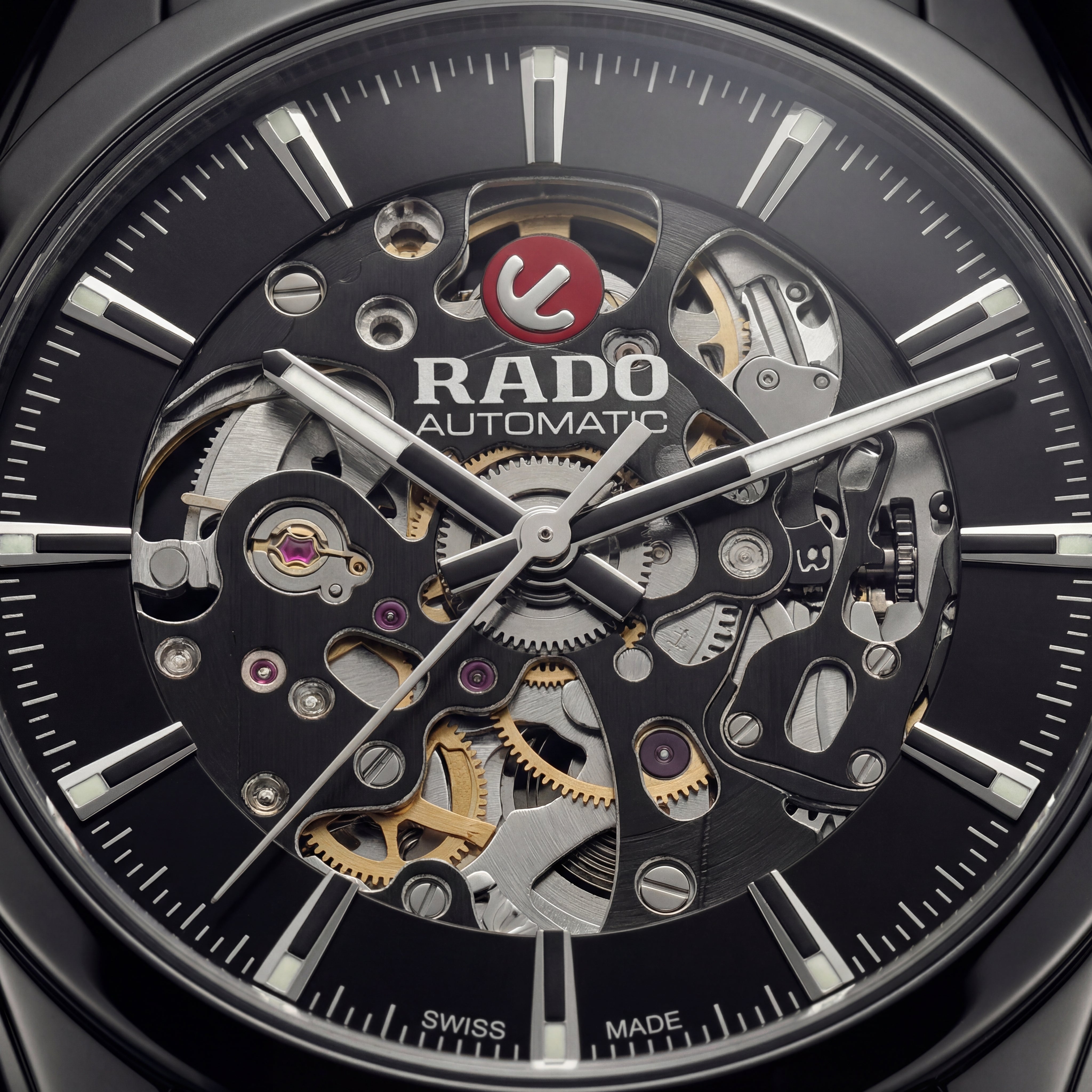 Men’s Premium Skeleton Automatic Watch with Crystal Bezel – Black Steel Edition