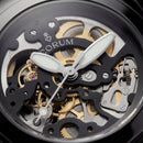 Men’s Luxury Skeleton Automatic Watch with Black Leather Strap