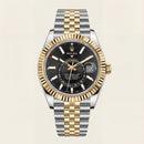 Premium Dual-Tone Luxury Automatic Watch with Black Dial