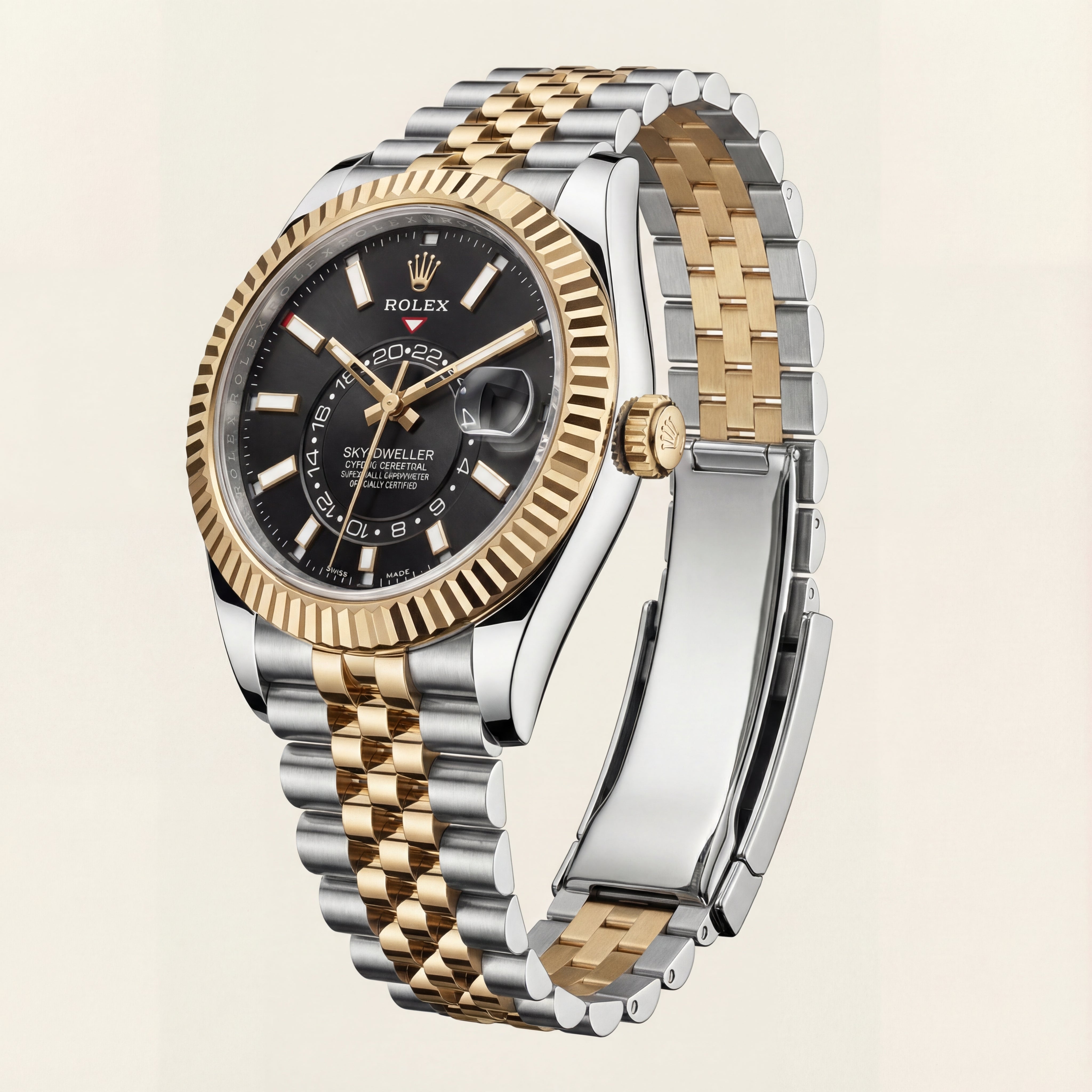 Premium Dual-Tone Luxury Automatic Watch with Black Dial