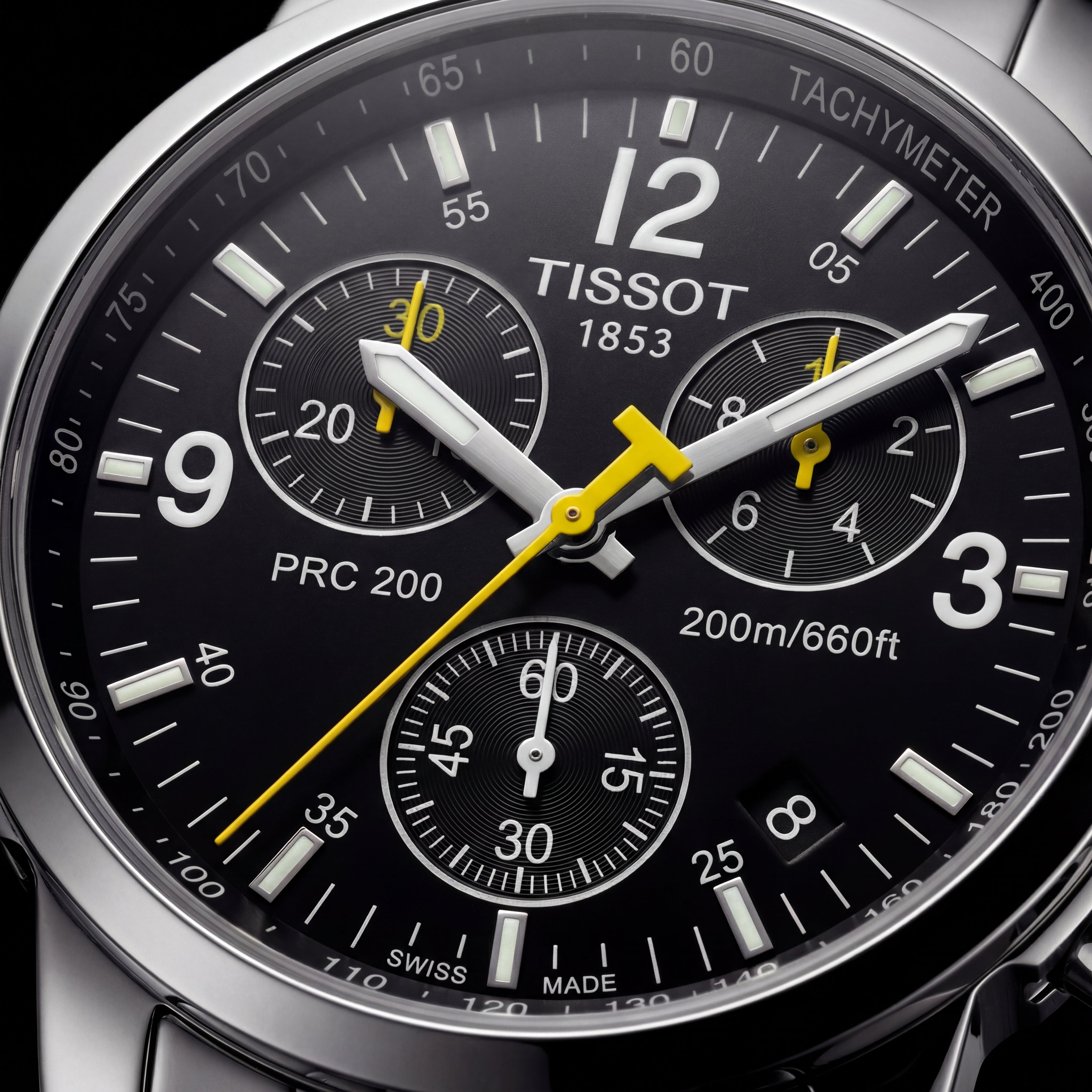 Men’s Premium Chronograph Stainless Steel Watch with Black Dial