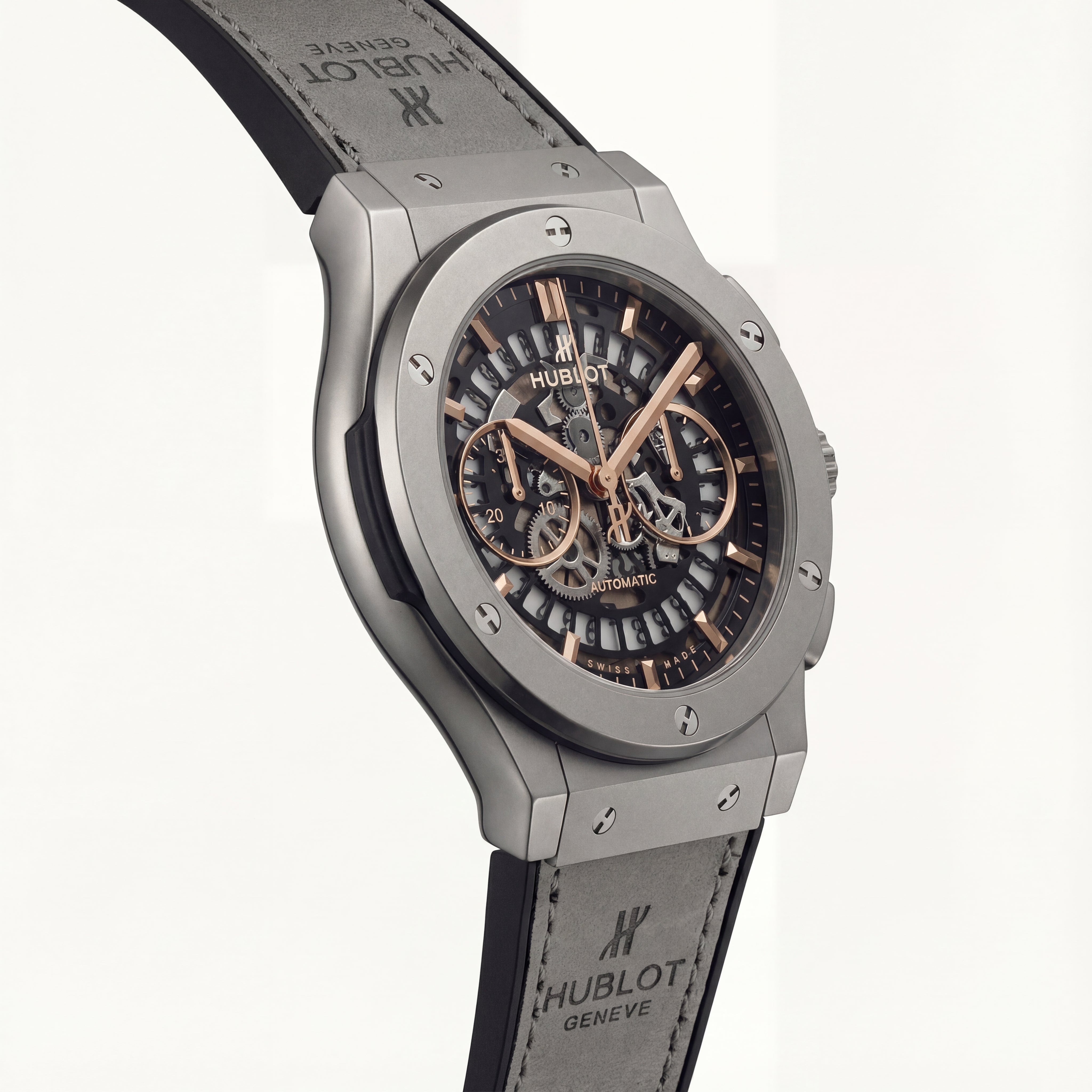 Grey Skeleton Chronograph Watch – Premium Leather Strap Edition