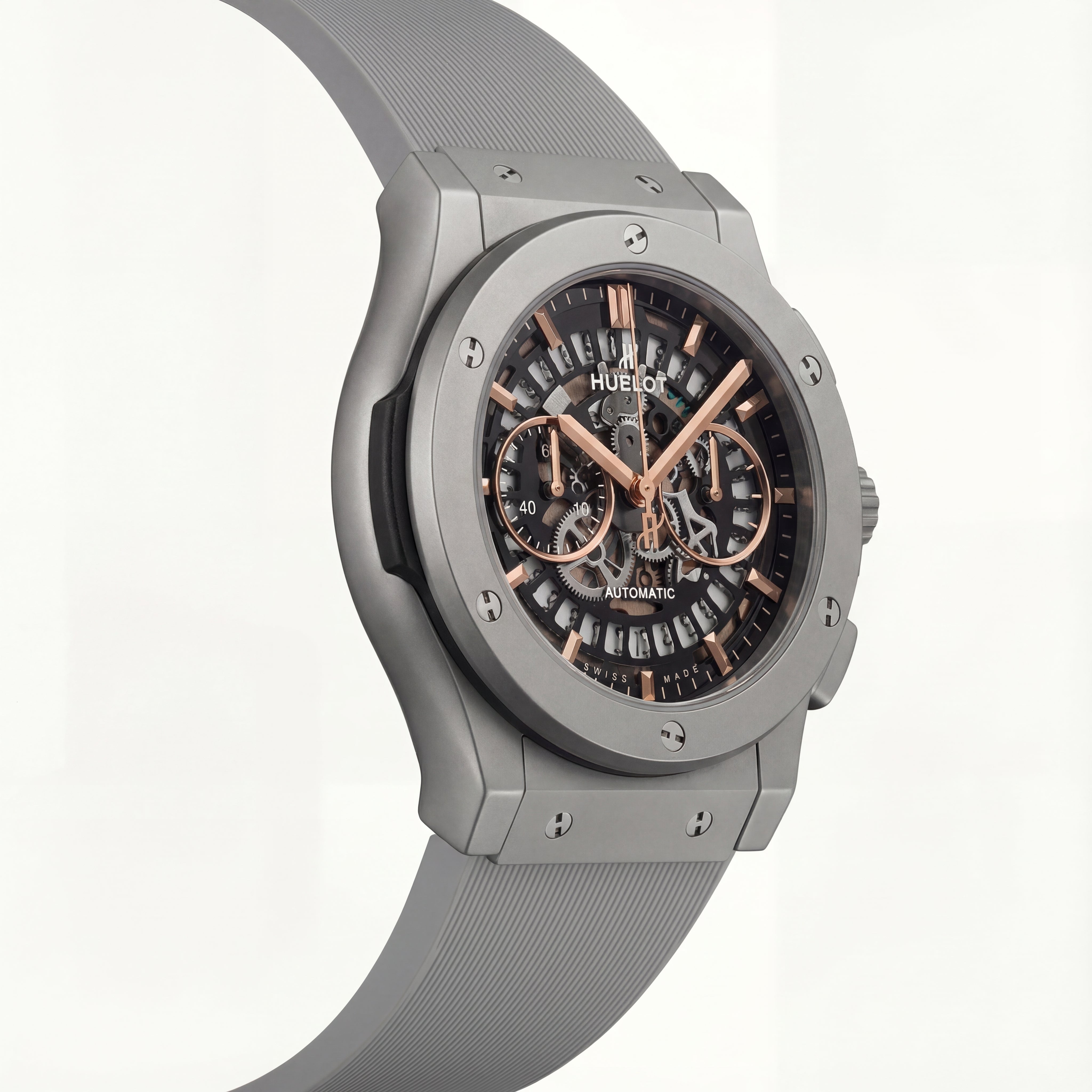 Luxury Skeleton Chronograph Watch – Grey Strap Edition