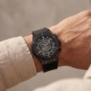 All-Black Skeleton Chronograph Watch – Stealth Edition