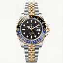 Dual-Tone Steel &amp; Gold GMT Watch – Black Dial Blue Bezel Edition see more