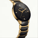 Black &amp; Gold Ceramic Round Watch – Diamond Marker Edition