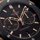 Rose Gold Chronograph Watch – Black Dial with Rubber Strap