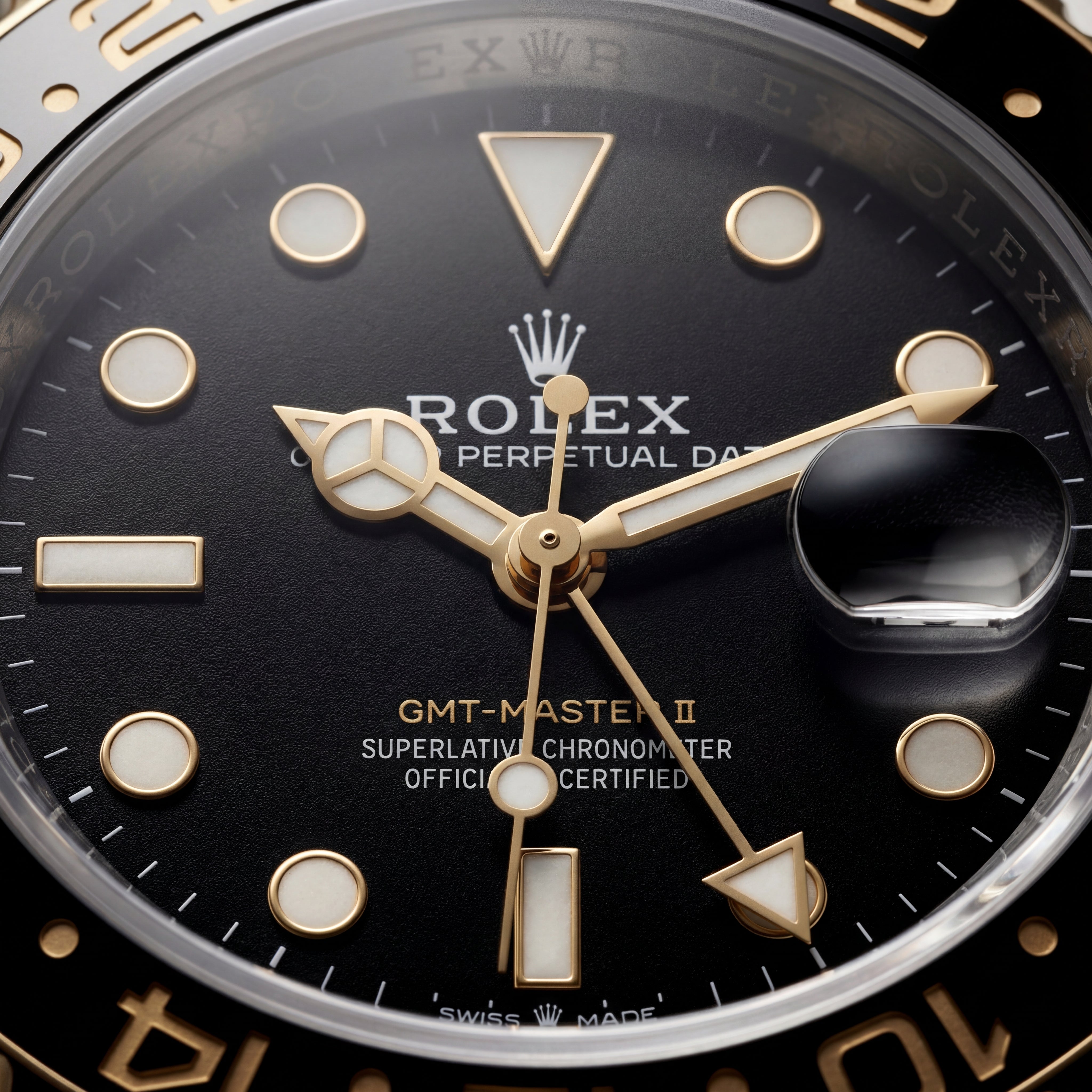 Dual-Tone Steel &amp; Gold GMT Watch – Black Dial Blue Bezel Edition see more