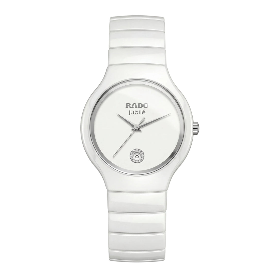 Pure White Ceramic Diamond Date Watch – Luxury Minimal Edition