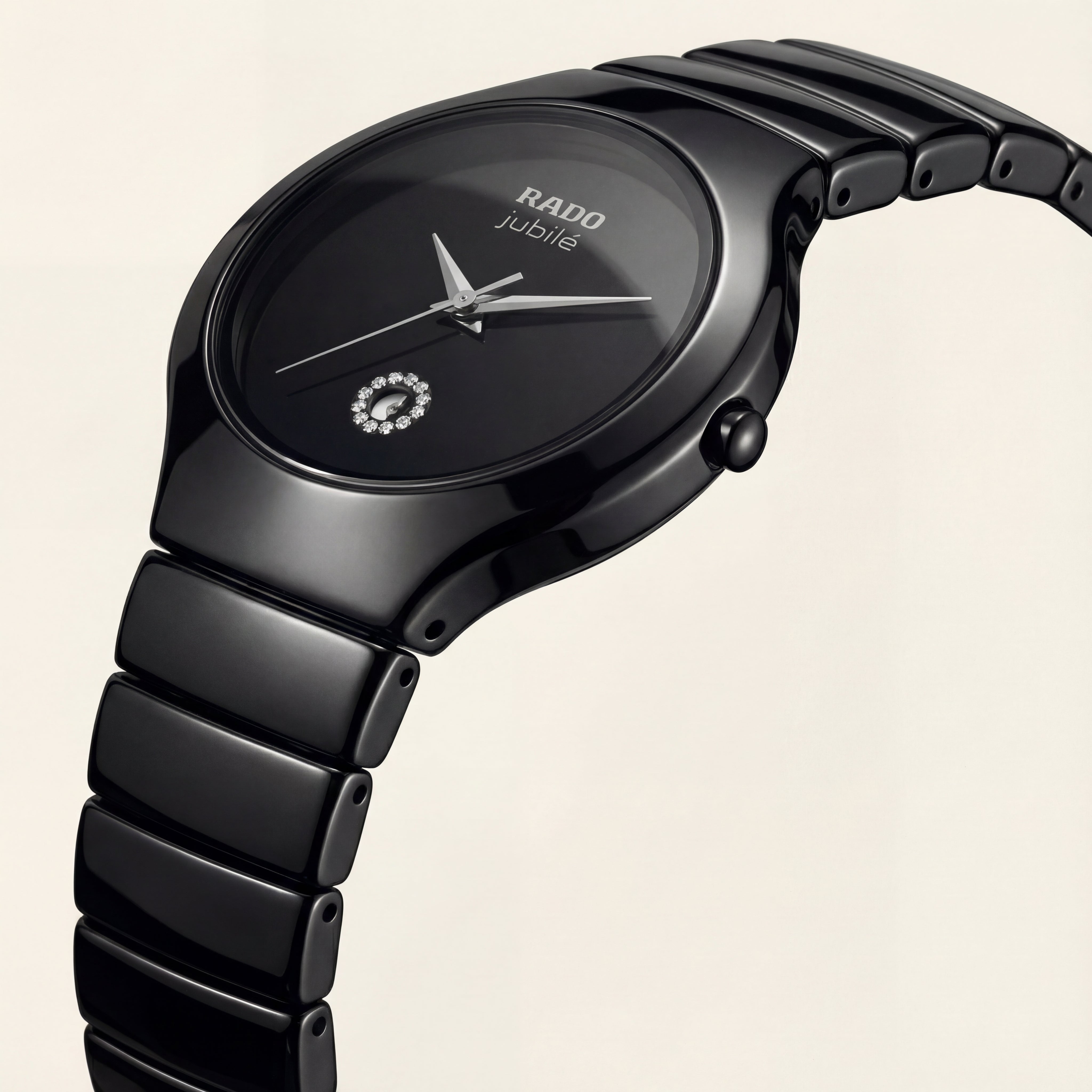 Midnight Black Ceramic Diamond Date Watch – Luxury Minimal Edition